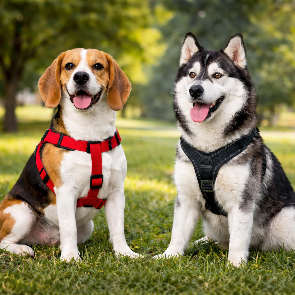 2 chiens portant un harnais en H et en Y  Image