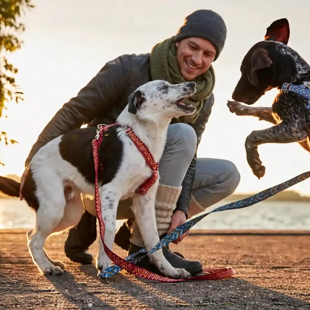 Chien en montagne avec son maitre  Image