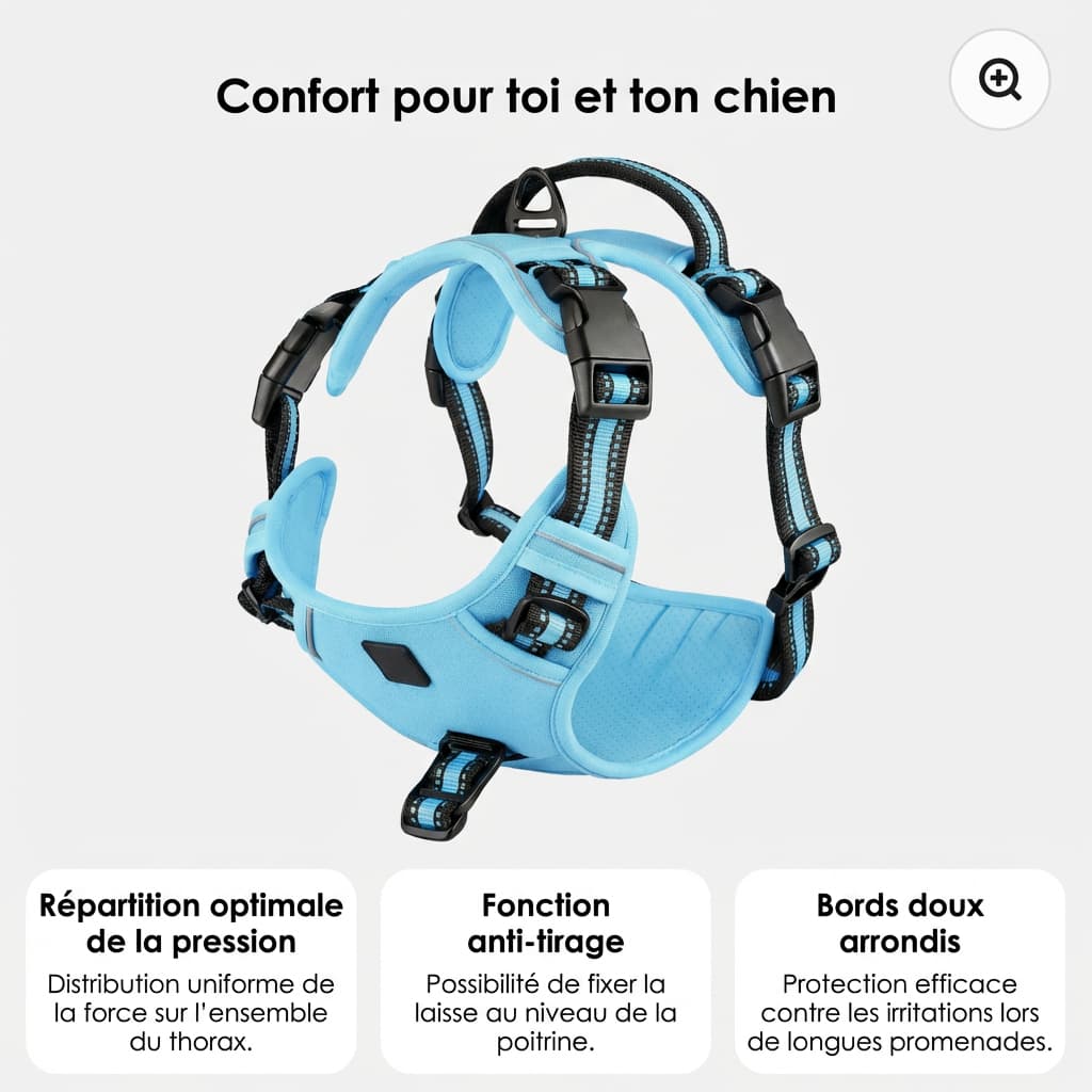 Harnais chien -  ajustable & anti-traction