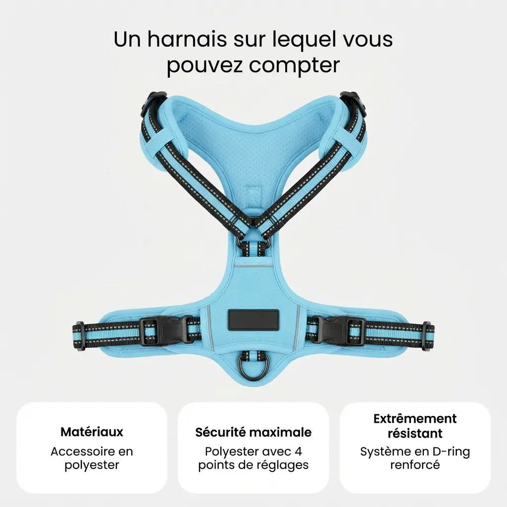Harnais chien -  ajustable & anti-traction