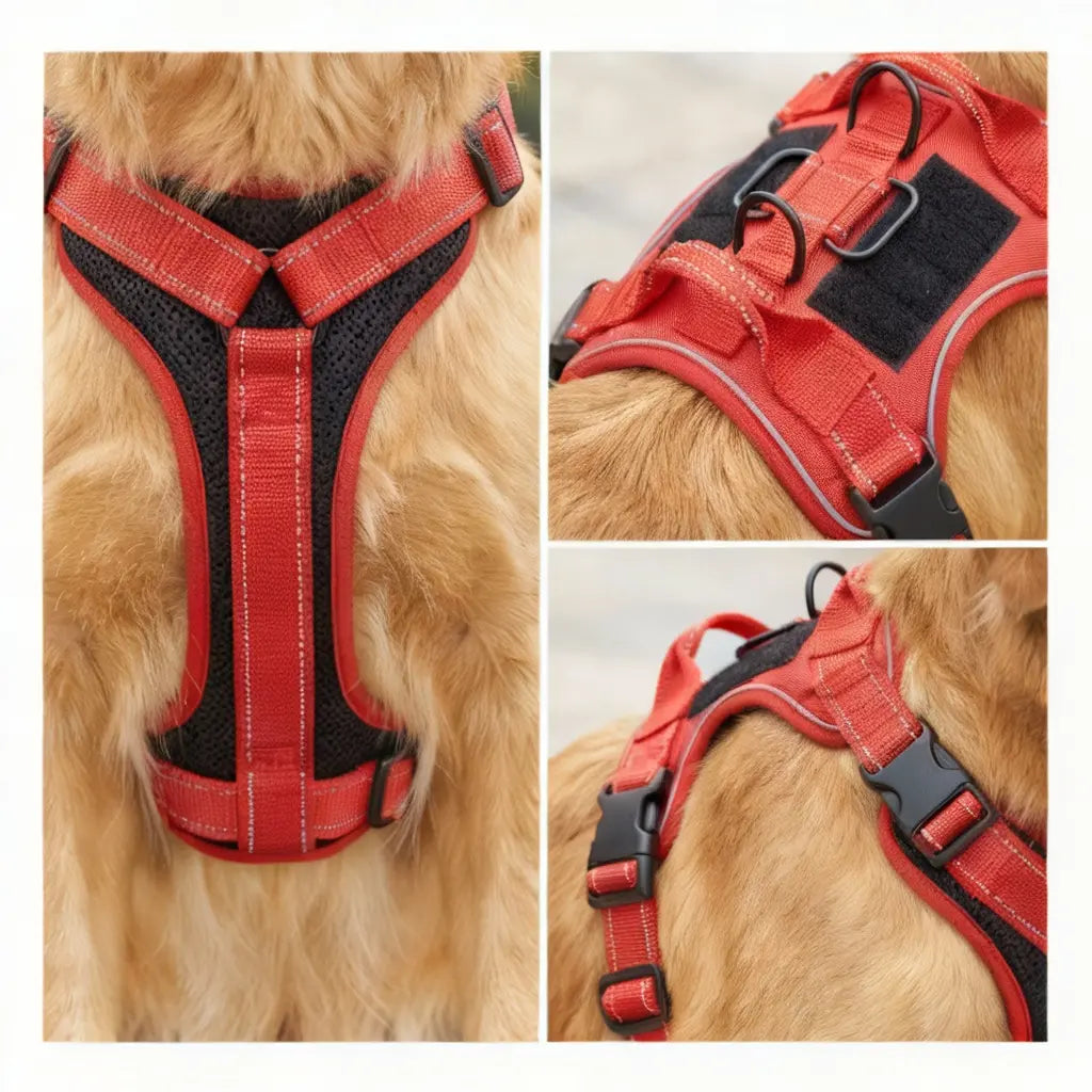 harnais chien 3 points rouge et noir 