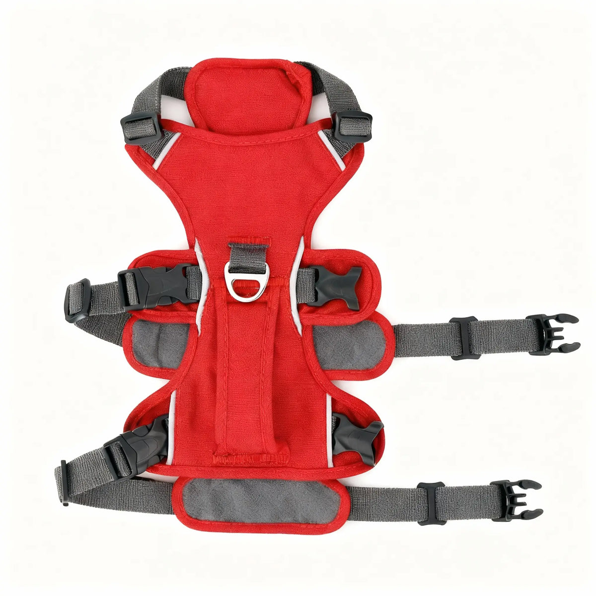 harnais chien rouge et gris 