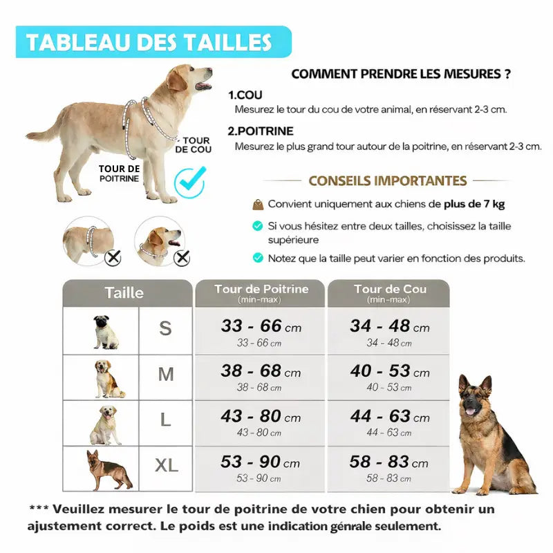 Harnais chien -  ajustable & anti-traction
