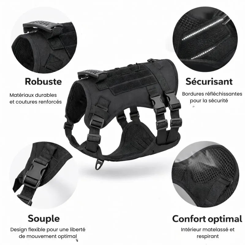 caractéristique du harnais pour chien noir