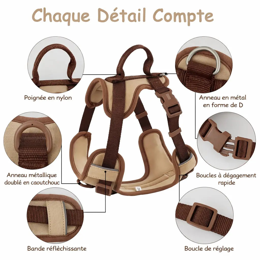 Harnais anti-traction pour chien - Ajustable