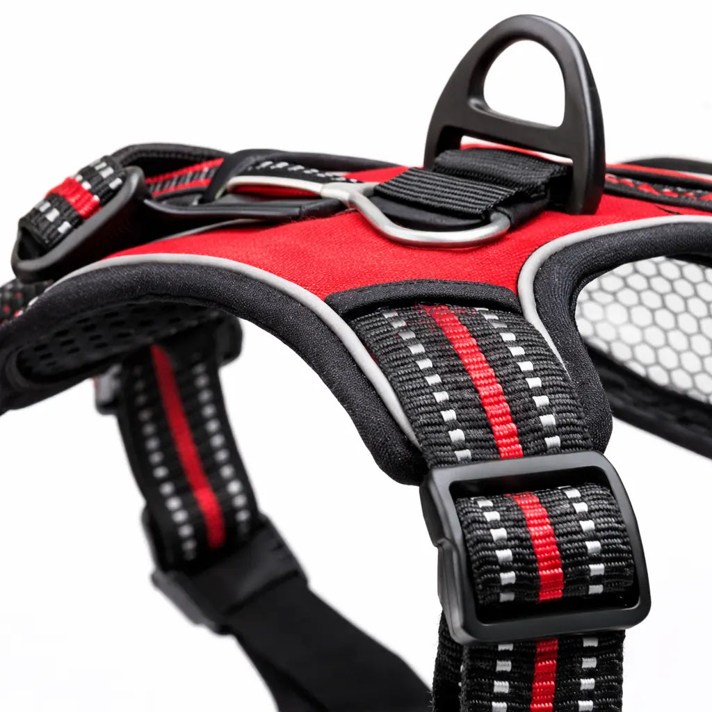 Harnais pour chien rouge anti-traction