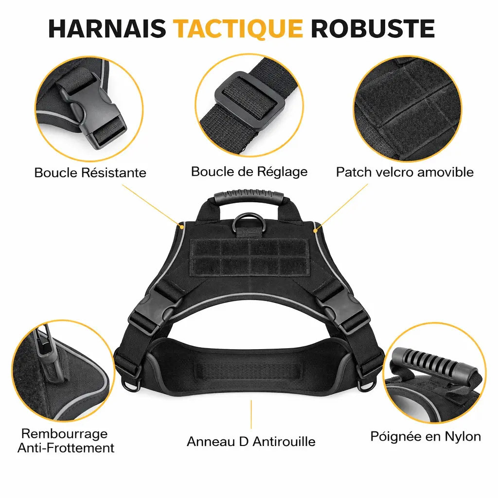 Harnais pour grand chien - Anti-traction & Tactique