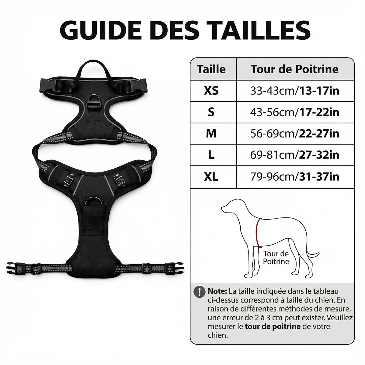 Harnais pour chien en Y - Avec boucles détachables